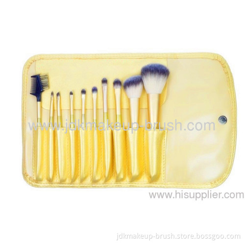 Elegant 10 Pcs Makeup Brush Set With Pu Pouch